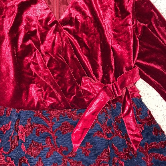 Velour V-Neck Dress - Picture 3 of 4